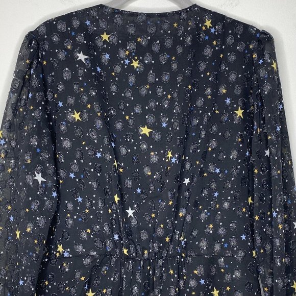 UNTUCKit Scarlett Starry Button Blouse Women’s Sz Large Semi Sheer Long Sleeve - Picture 8 of 13